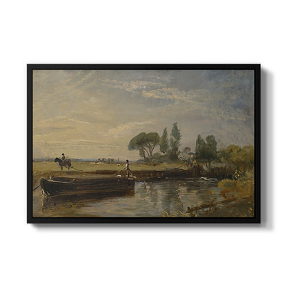 Barge below Flatford Lock, c. 1810 - Floater Framed Canvas Print