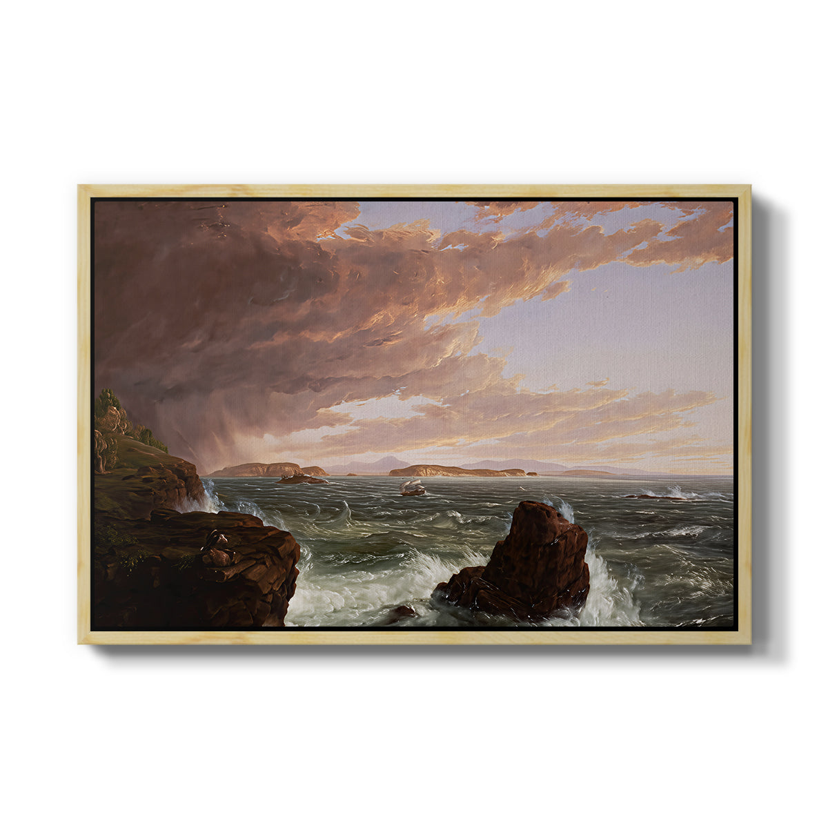Views Across Frenchman's Bay from Mt. Desert Island, After a Squall, 1845 - Floater Framed Canvas Print