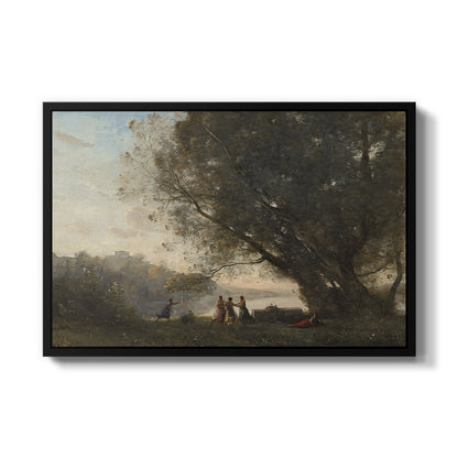 Dance Under the Trees at the Edge of the Lake, c. 1865-1870 - Floater Framed Canvas Print
