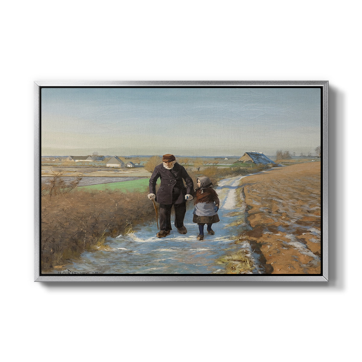 The Old Man and the Child, 1888 - Floater Framed Canvas Print