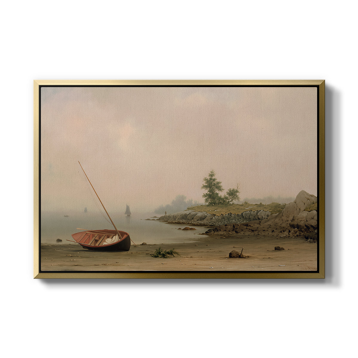The Stranded Boat, 1863 - Floater Framed Canvas Print
