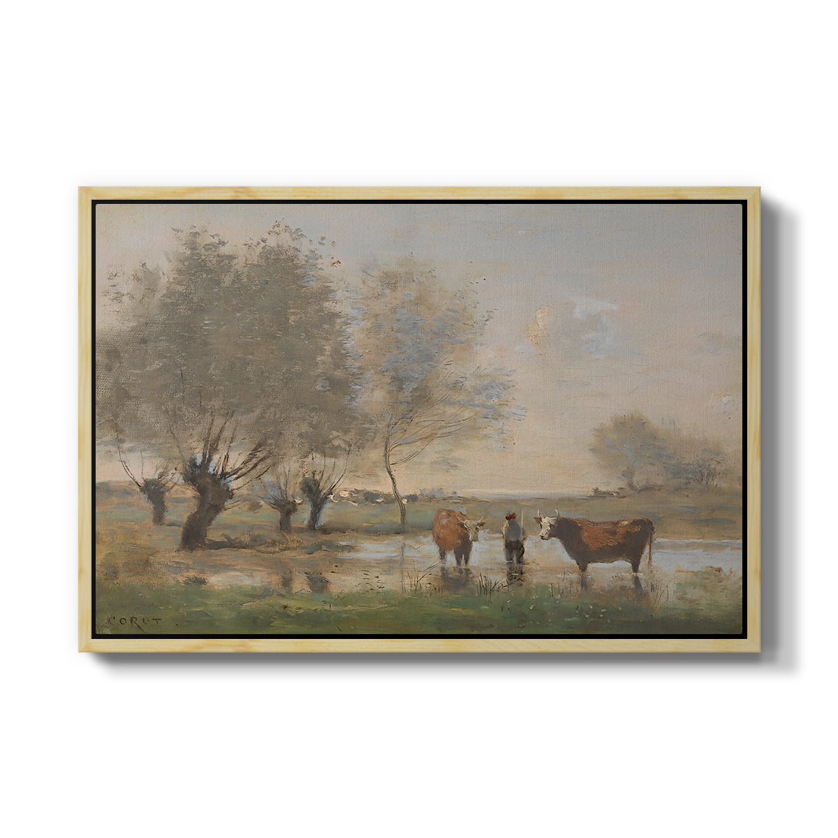 Cows in a Marshy Landscape, c. 1873-1874 - Floater Framed Canvas Print
