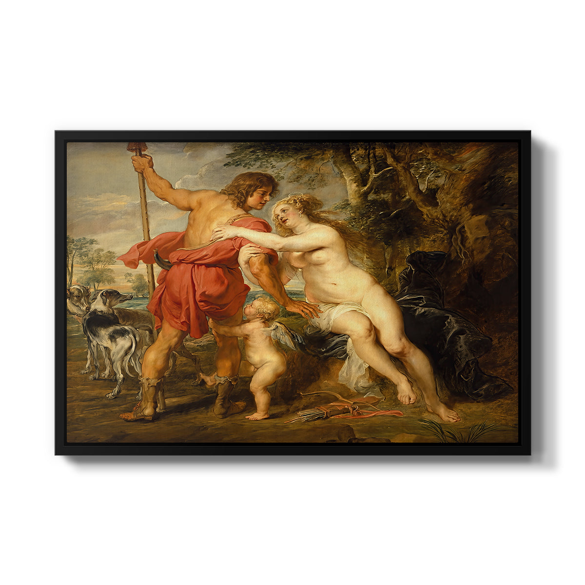 Venus and Adonis, c. 1635 - Floater Framed Canvas Print