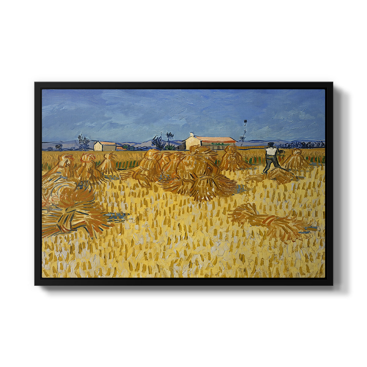 Wheat Field with Sheaves (Harvest in Provence), 1888 - Floater Framed Canvas Print