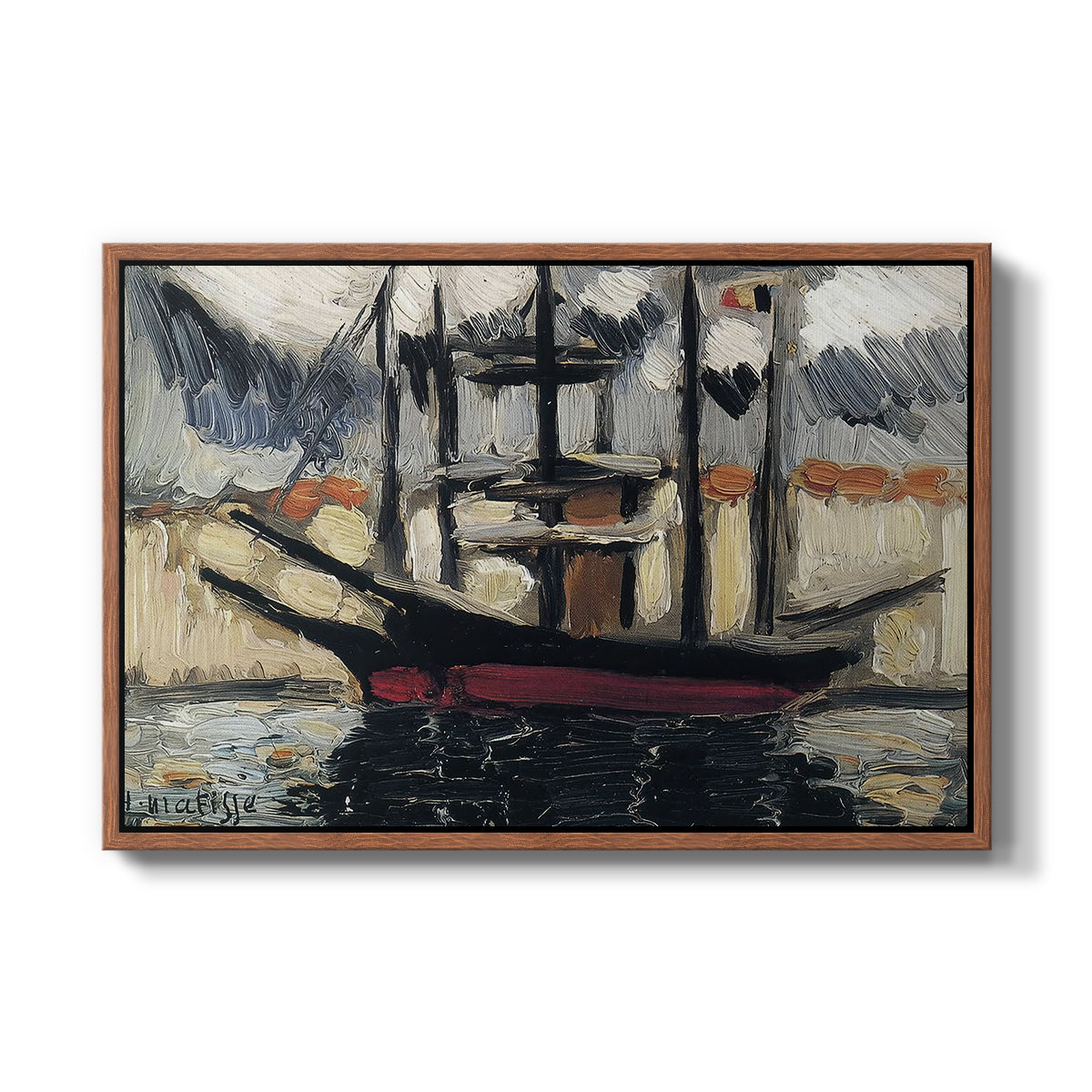 Two Boats Side by Side, Port of Marseilles, c. 1916 - Floater Framed Canvas Print