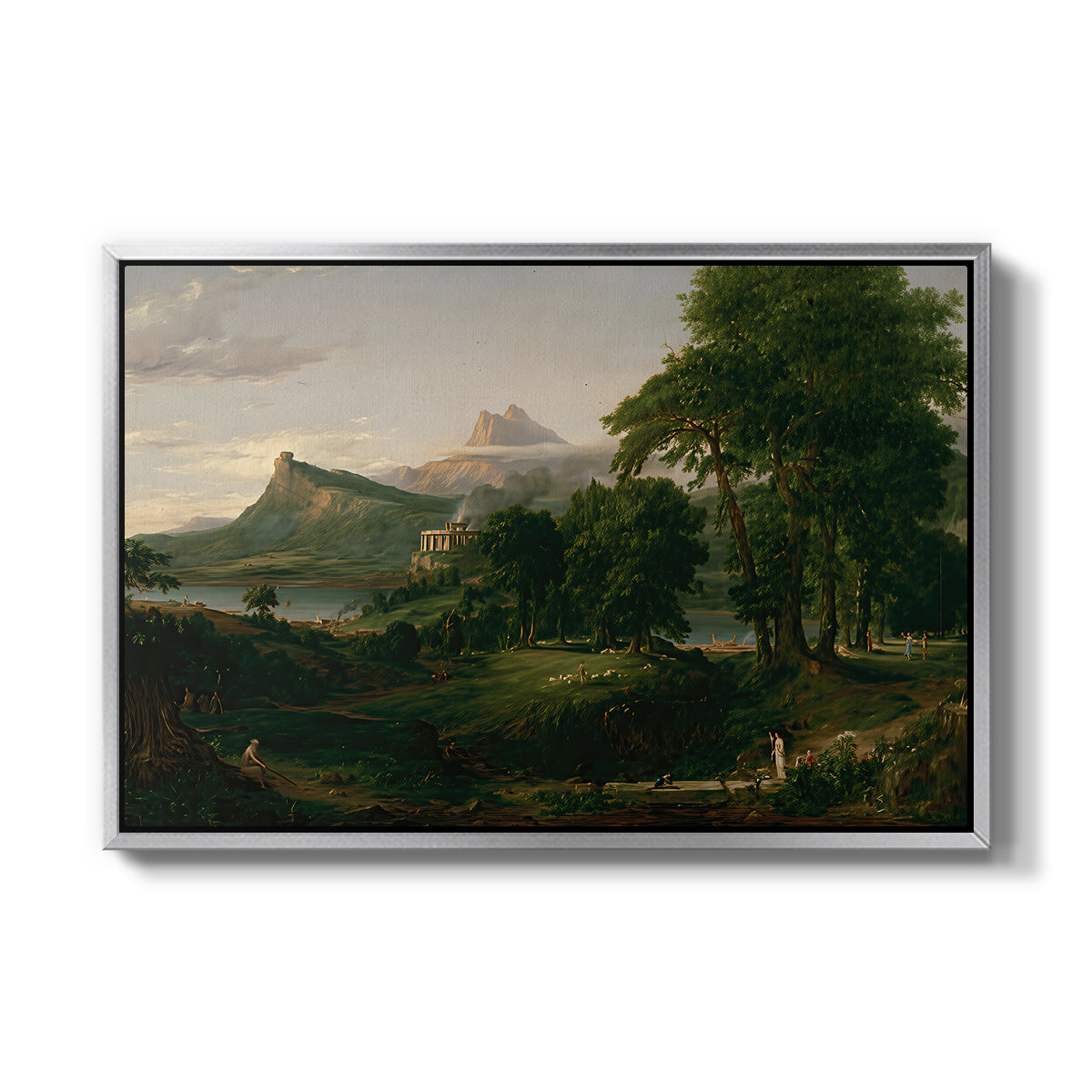 The Course of Empire: The Arcadian or Pastoral State, 1834 - Floater Framed Canvas Print