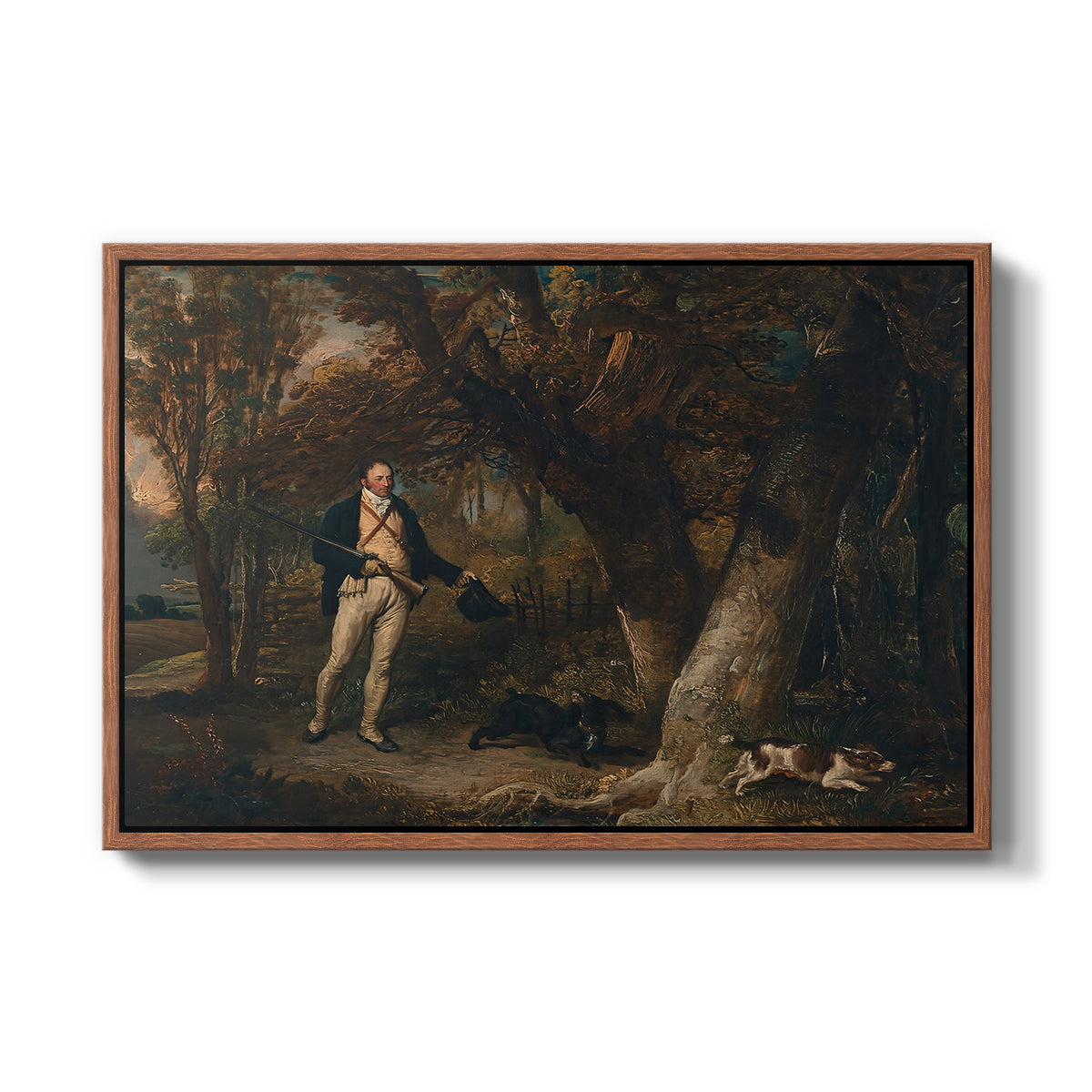 The Reverend Thomas Levett and Favourite Dogs, Cock-Shooting, 1811 - Floater Framed Canvas Print