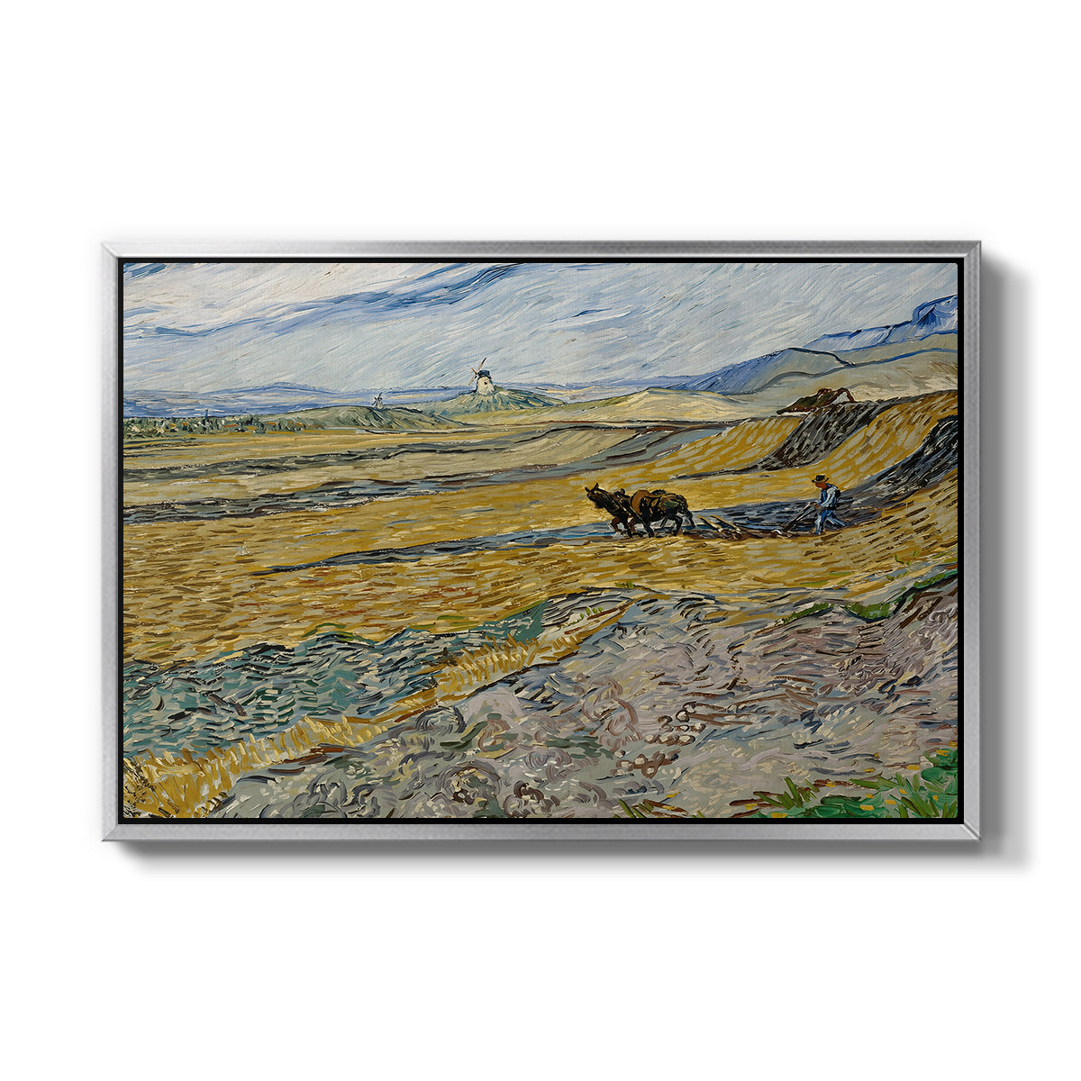 Enclosed Field with Ploughman, 1889 - Floater Framed Canvas Print