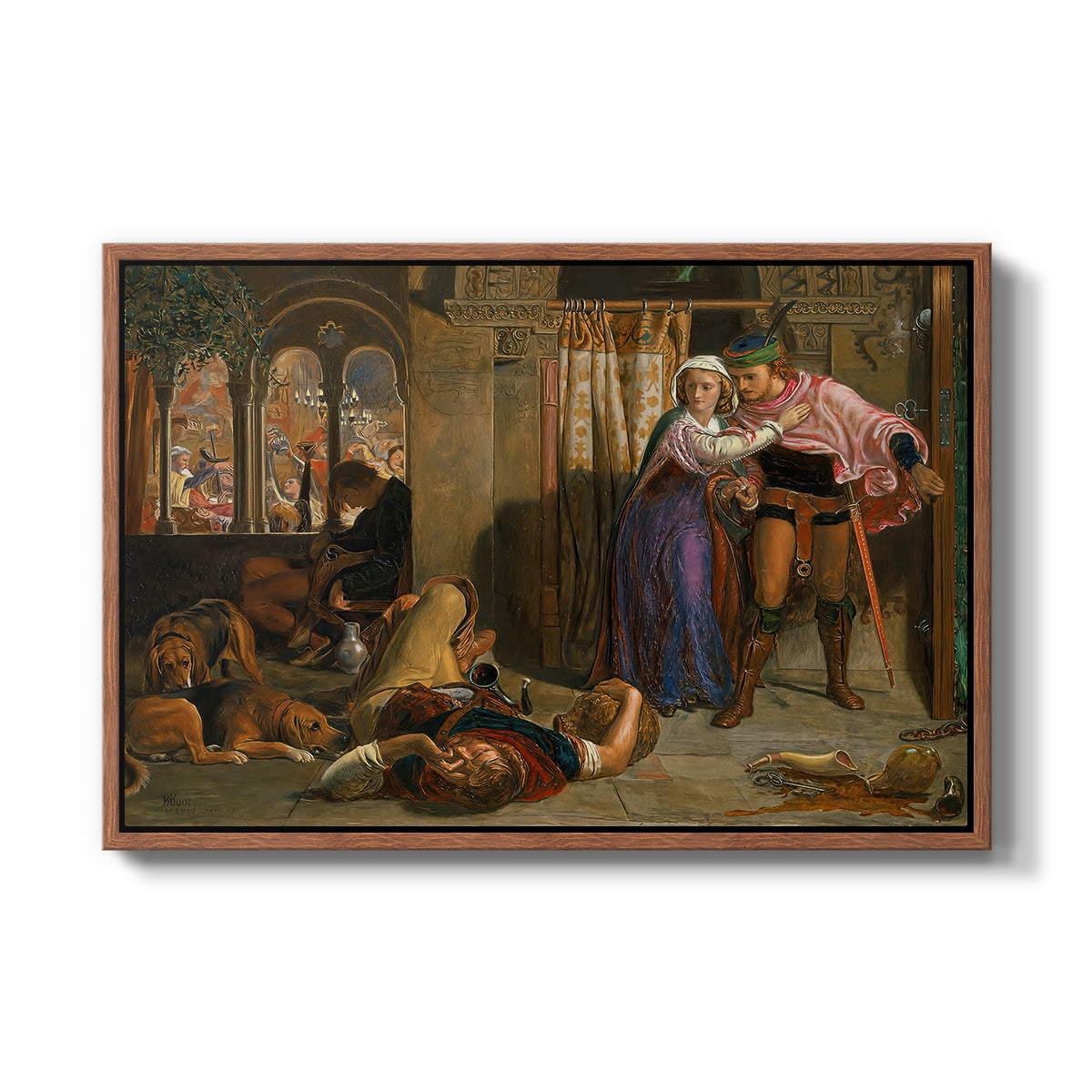 The Flight of Madeline and Porphyro, 1848 - Floater Framed Canvas Print