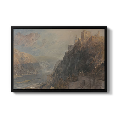 Rheinfels Looking to Katz and Gourhausen, 1817 - Floater Framed Canvas Print