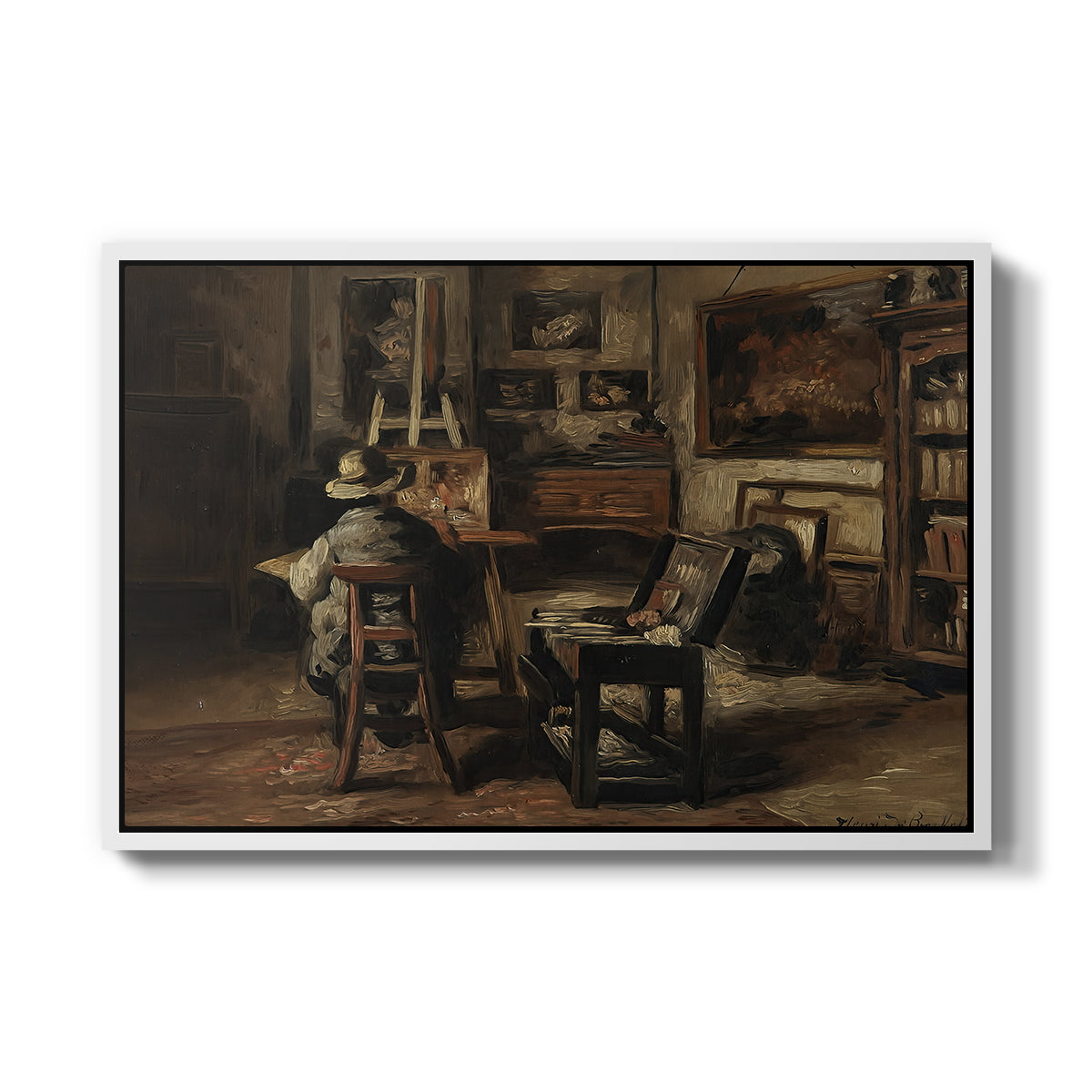 The Studio of Ferdinand De Braekeleer I, Father of the Painter, c. 1873-1885 - Floater Framed Canvas Print