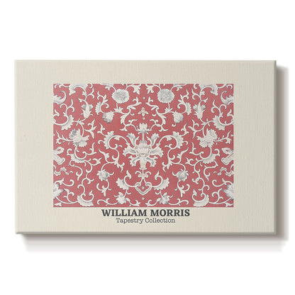 Canvas art print portraying a repeating floral pattern with dense arrangement of blossoms and leaves, set against a white background