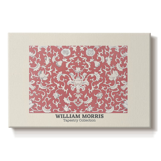 Canvas art print portraying a repeating floral pattern with dense arrangement of blossoms and leaves, set against a white background