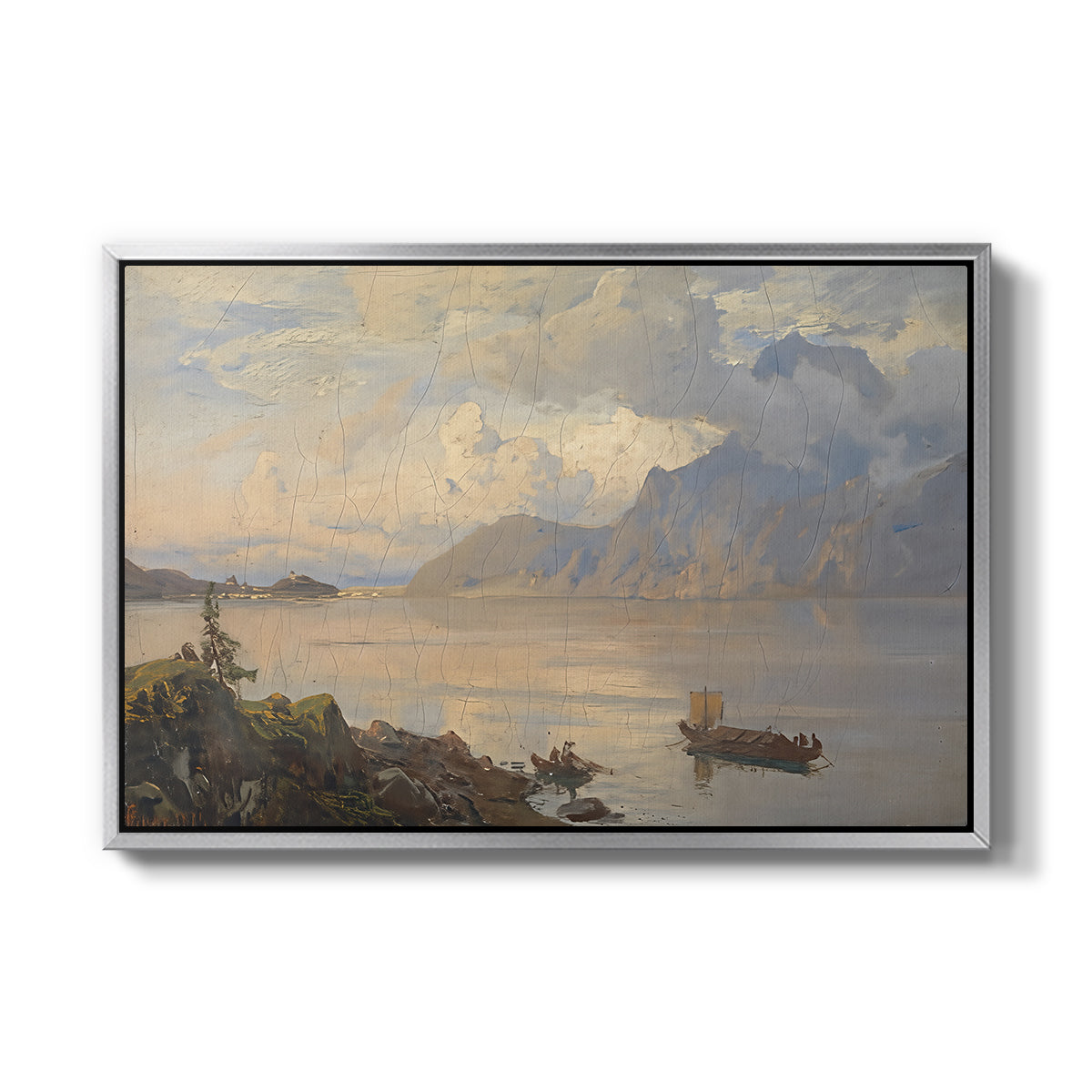 Traunsee, 1871 - Floater Framed Canvas Print