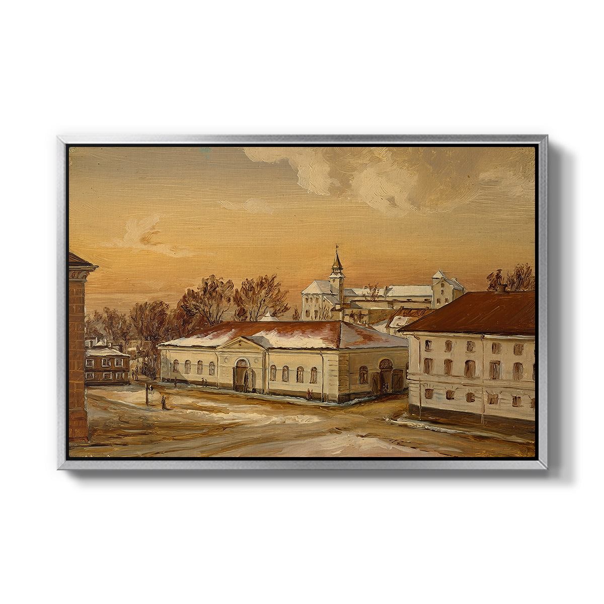 The Riding School at Akershus Castle, 1846 - Floater Framed Canvas Print