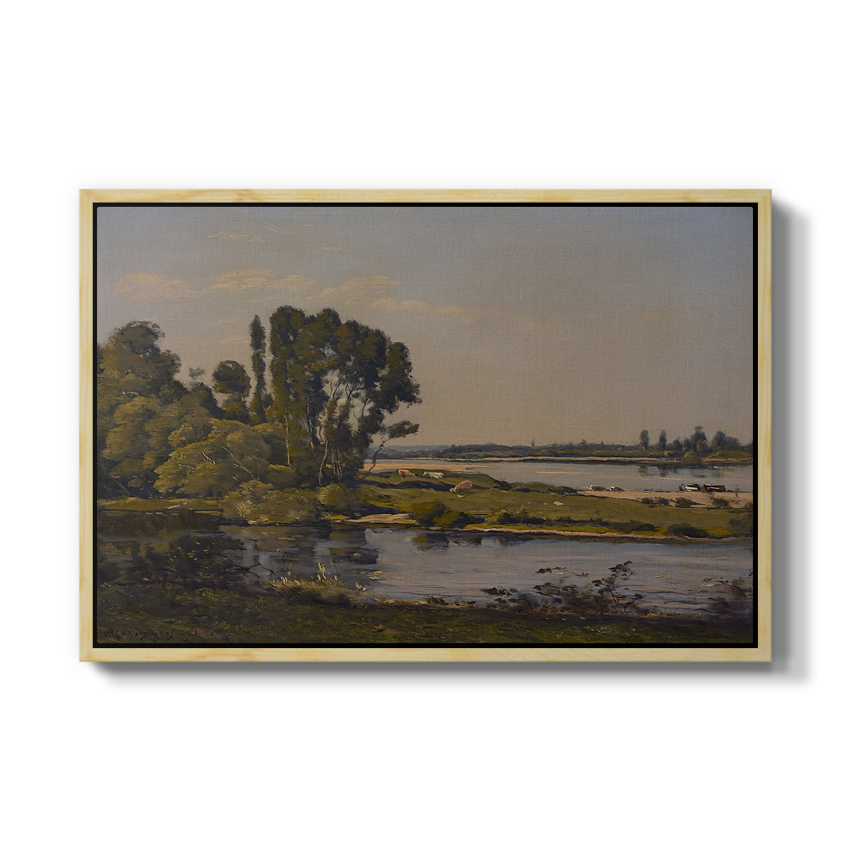 Landscape with a River, 1892 - Floater Framed Canvas Print