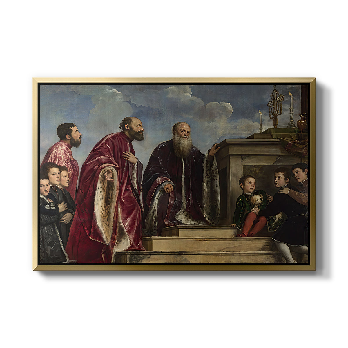 The Vendramin Family Venerating a Relic of the True Cross, c. 1540-1545 - Floater Framed Canvas Print