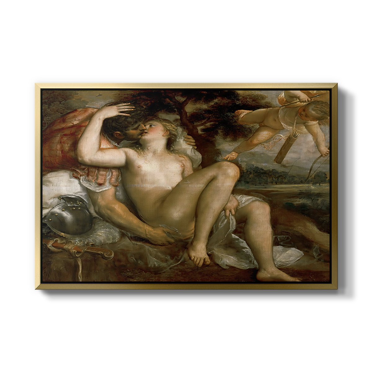 Mars, Venus and Cupid, c. 1530 - Floater Framed Canvas Print