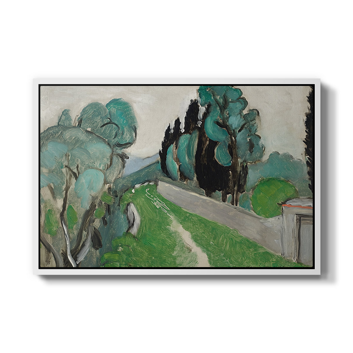 Landscape with Cypresses and Olive Trees near Nice, c. 1918 - Floater Framed Canvas Print