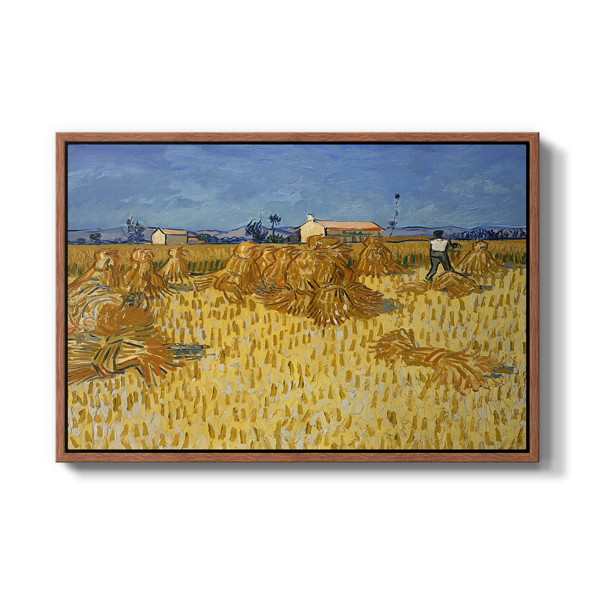Wheat Field with Sheaves (Harvest in Provence), 1888 - Floater Framed Canvas Print