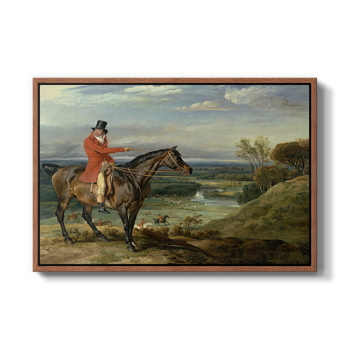 John Levett Hunting at Wychnor, Staffordshire, 1818 - Floater Framed Canvas Print