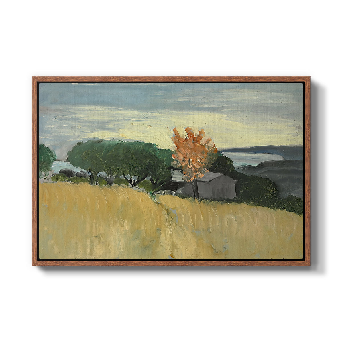 Fields of Wheat in Cagnes, 1918 - Floater Framed Canvas Print