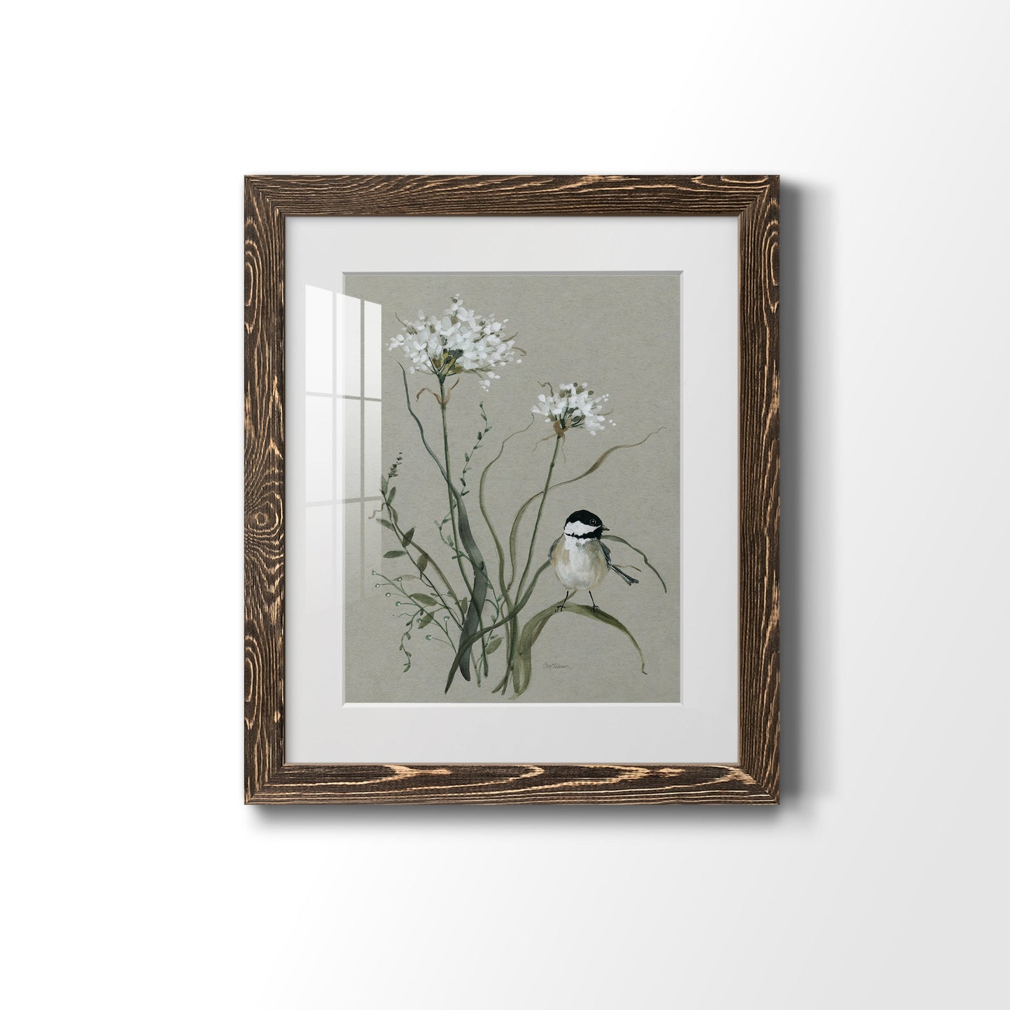 Bouquet of Grace Bird II - Premium Framed Print - Distressed Barnwood Frame - Ready to Hang