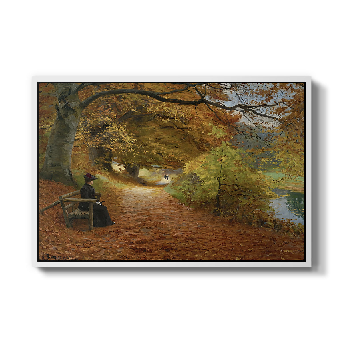 A Wooded Path in Autumn, 1902 - Floater Framed Canvas Print