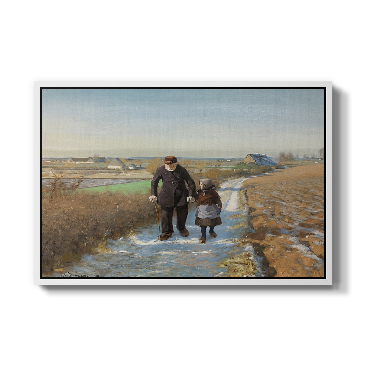 The Old Man and the Child, 1888 - Floater Framed Canvas Print