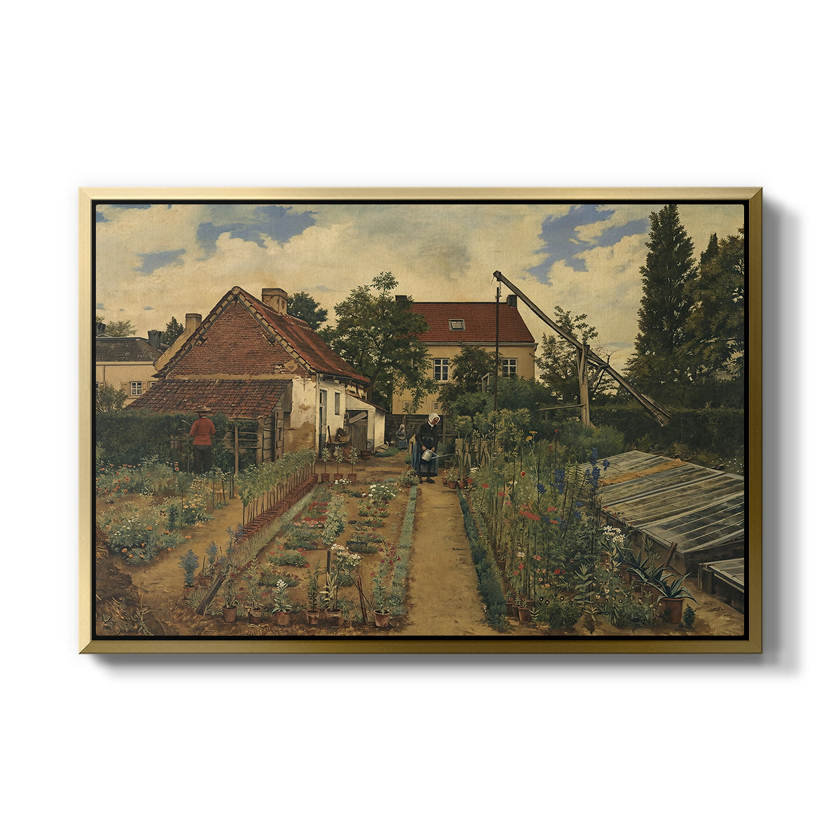 Garden of a Florist (The Flower Garden), 1864 - Floater Framed Canvas Print