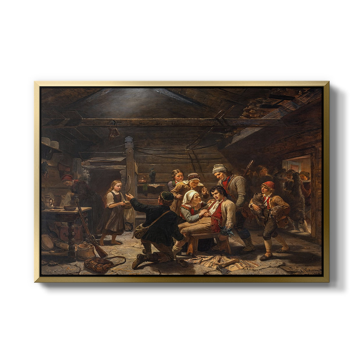 The Return of the Bear Hunter, 1856 - Floater Framed Canvas Print