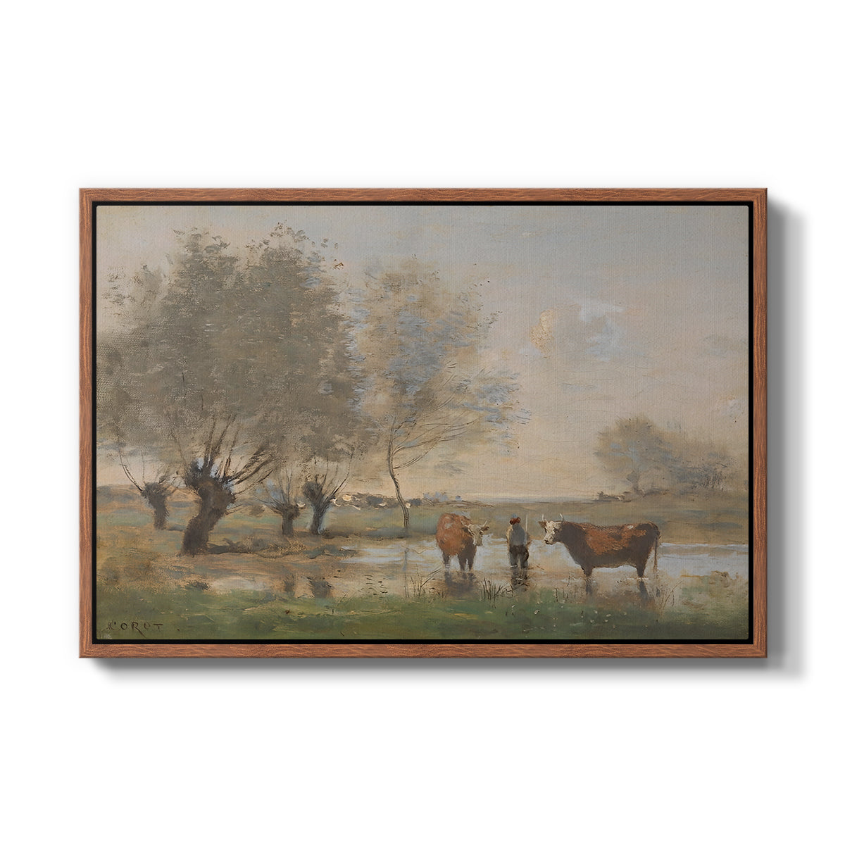 Cows in a Marshy Landscape, c. 1873-1874 - Floater Framed Canvas Print