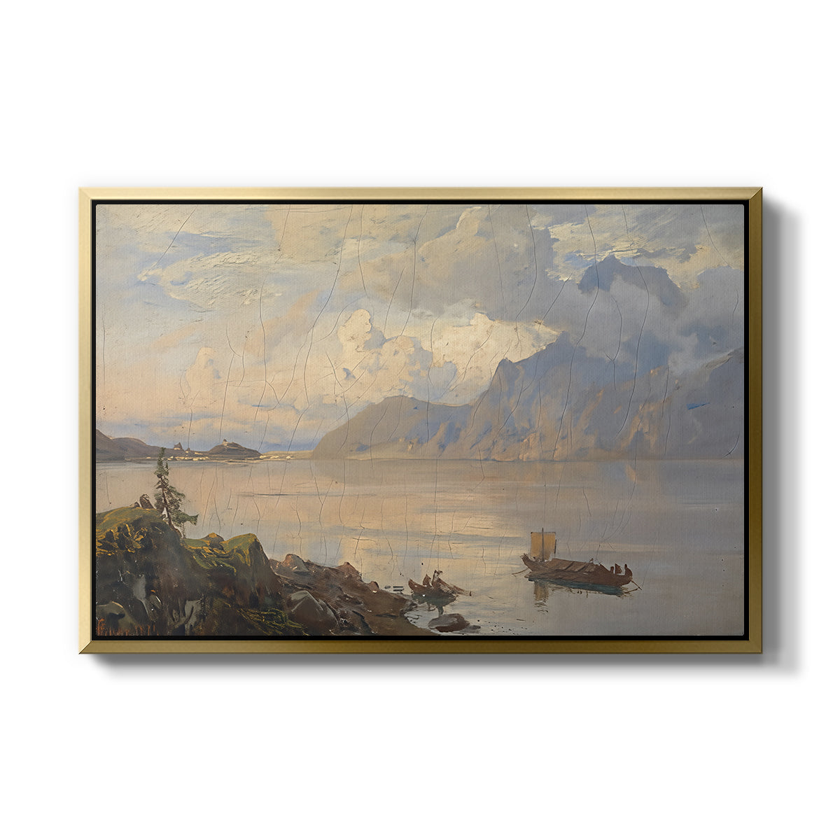 Traunsee, 1871 - Floater Framed Canvas Print