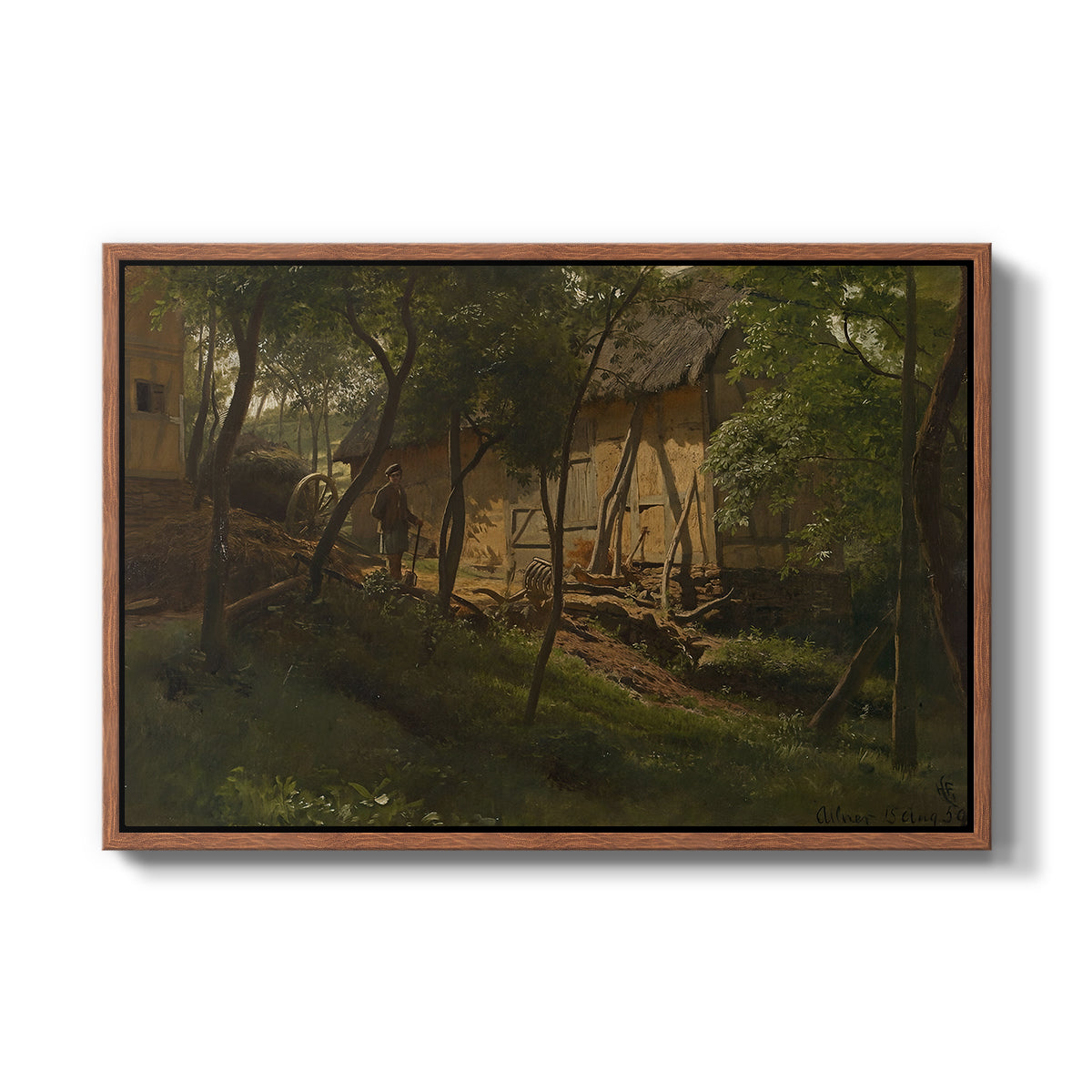 German Farm, 1859 - Floater Framed Canvas Print