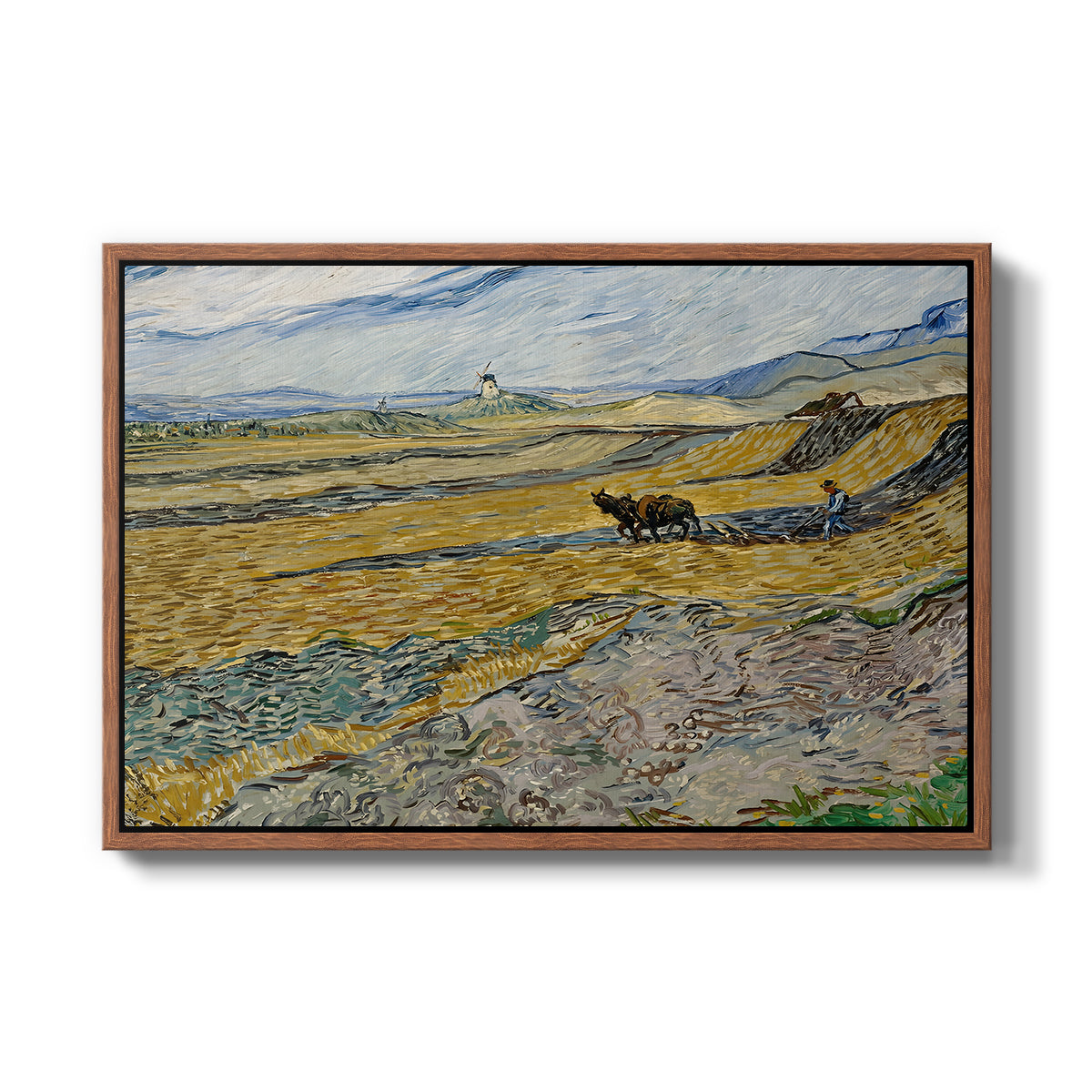 Enclosed Field with Ploughman, 1889 - Floater Framed Canvas Print