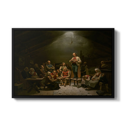 Low Church Devotion (Haugianerne), 1848 - Floater Framed Canvas Print