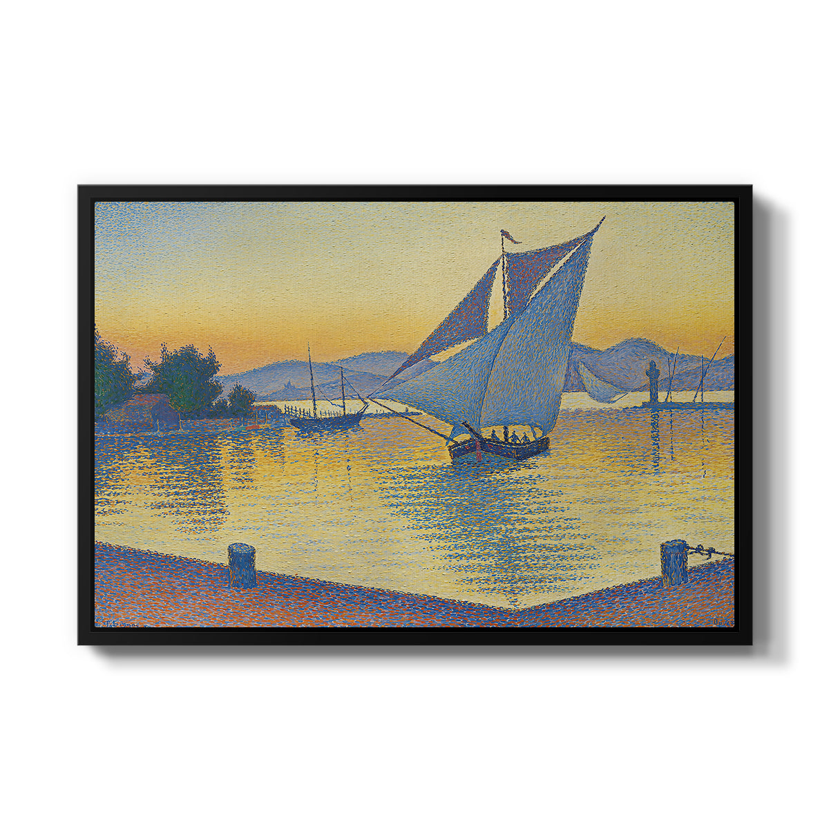 The Port at Sunset, Opus 236, Saint Tropez, 1892 - Floater Framed Canvas Print