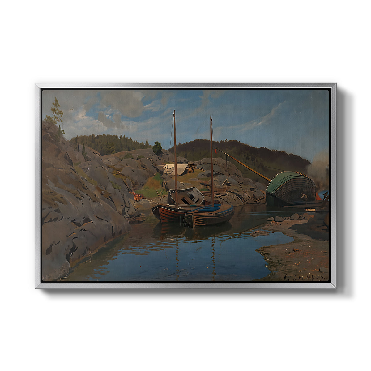 Pilotboats, 1875 - Floater Framed Canvas Print