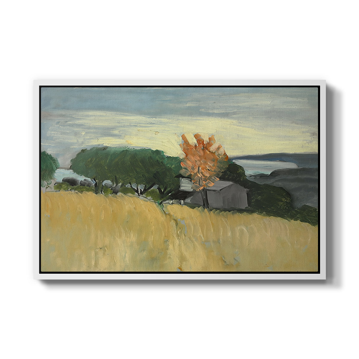 Fields of Wheat in Cagnes, 1918 - Floater Framed Canvas Print