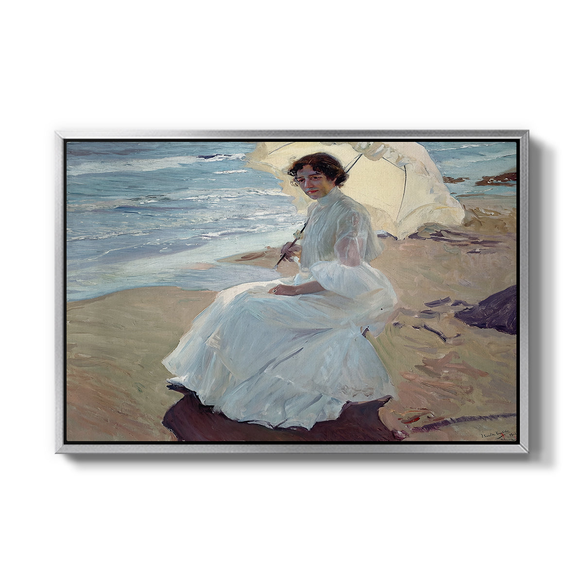 Clotilde on the Beach, 1904 - Floater Framed Canvas Print
