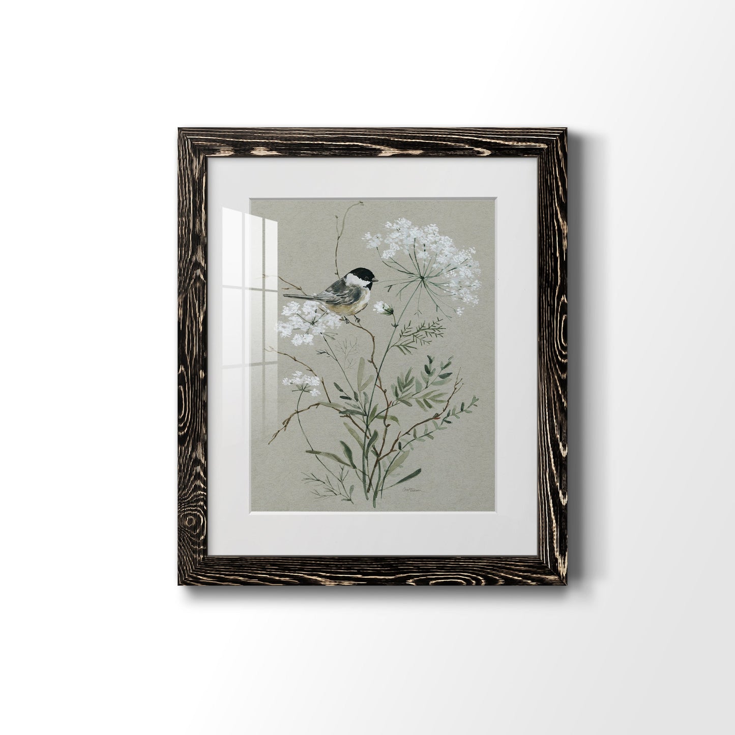 Bouquet of Grace Bird I - Barnwood Framed Art Print