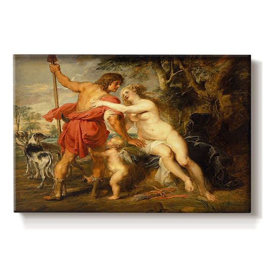 Canvas art print portraying mythological figures interacting in dramatic outdoor scene, set against a white background
