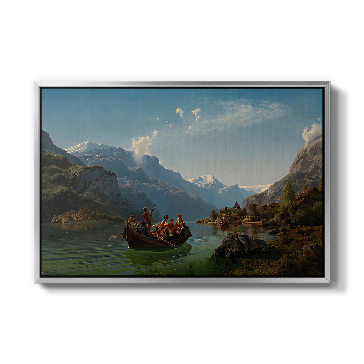 Bridal Procession on the Hardangerfjord, 1848 - Floater Framed Canvas Print