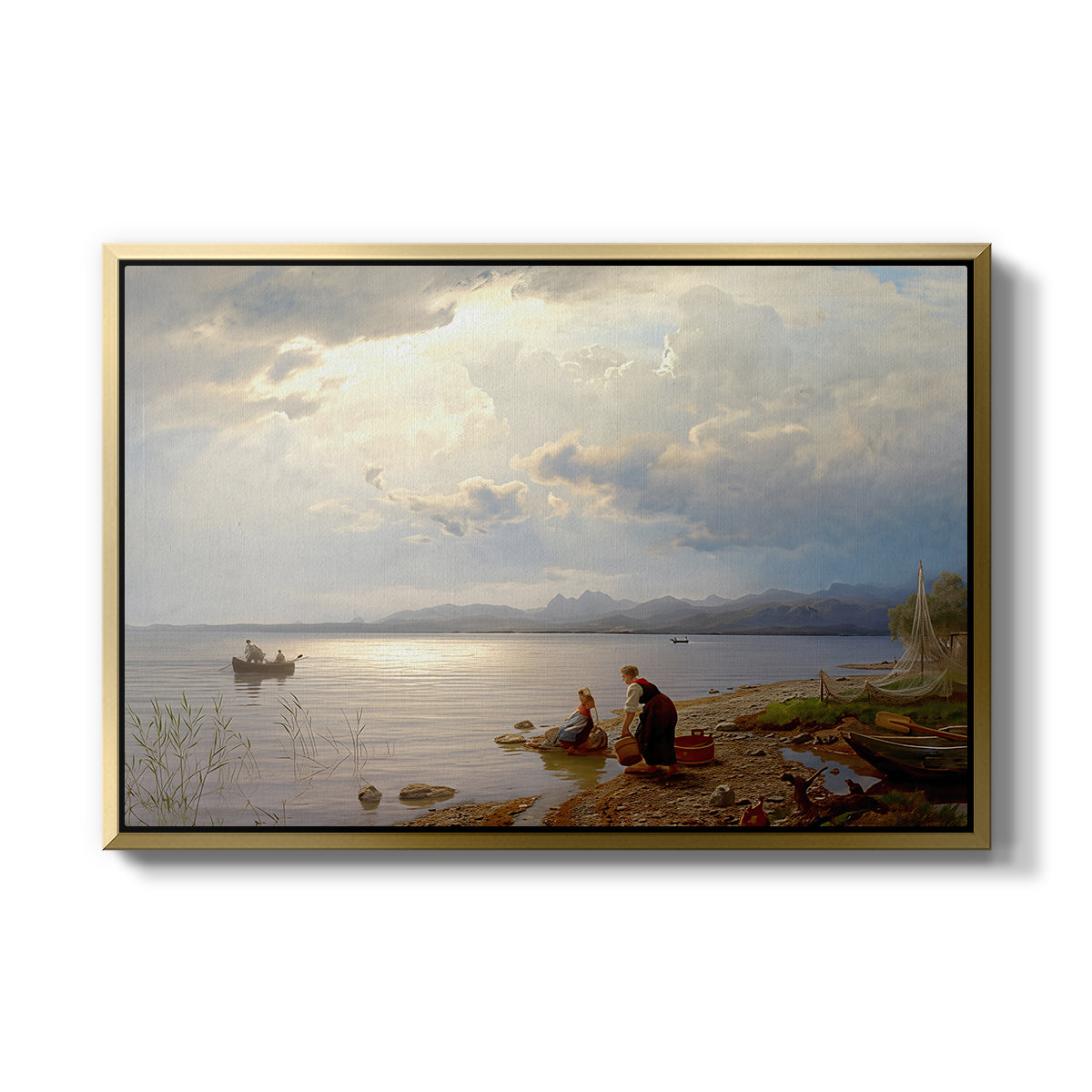 On the Banks of the Chiemsee, 1871 - Floater Framed Canvas Print