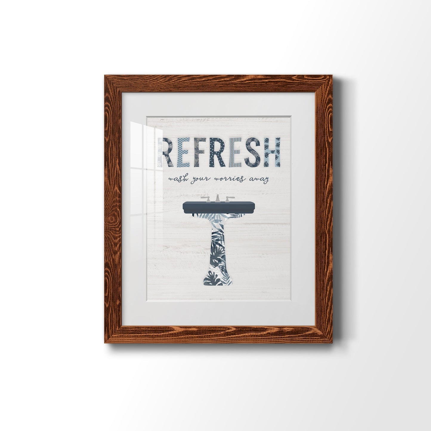 Palm Bath II - Barnwood Framed Art Print