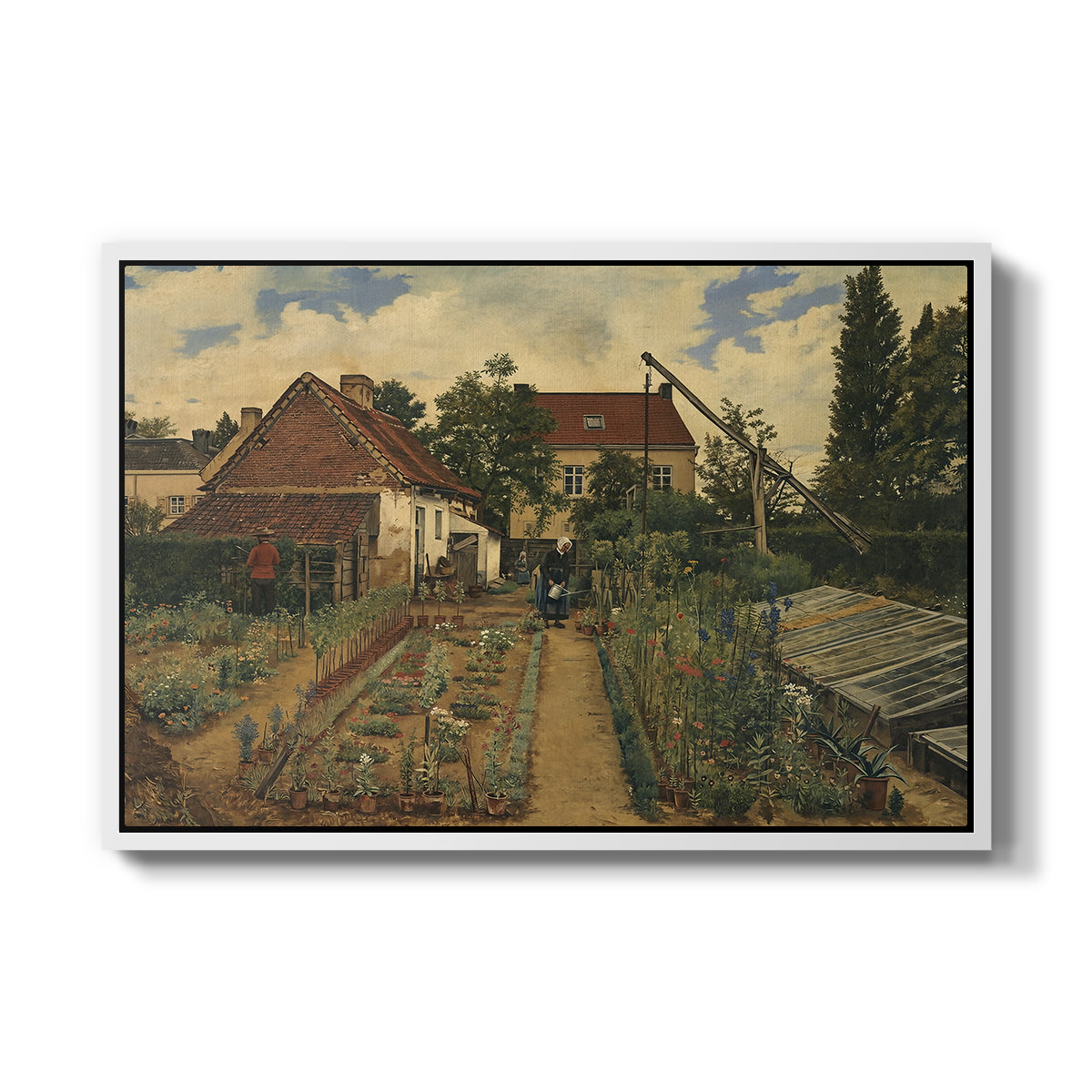 Garden of a Florist (The Flower Garden), 1864 - Floater Framed Canvas Print