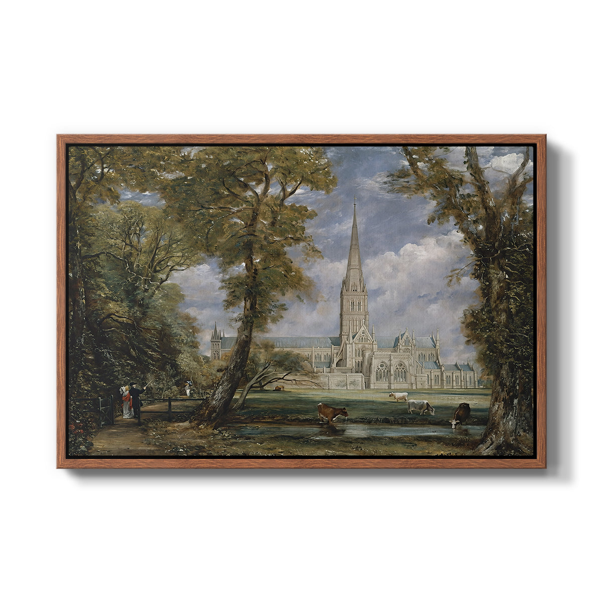 Salisbury Cathedral from the Bishop's Grounds, c. 1825 - Floater Framed Canvas Print