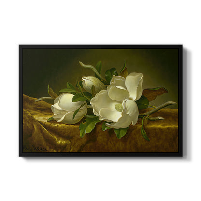 Magnolias on Gold Velvet Cloth, c. 1888-1890 - Floater Framed Canvas Print