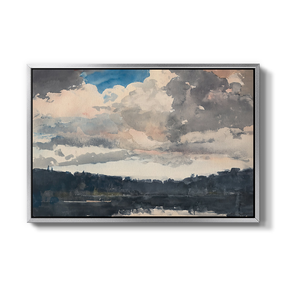 The Lone Boat, North Woods Club, Adirondacks, 1892 - Floater Framed Canvas Print