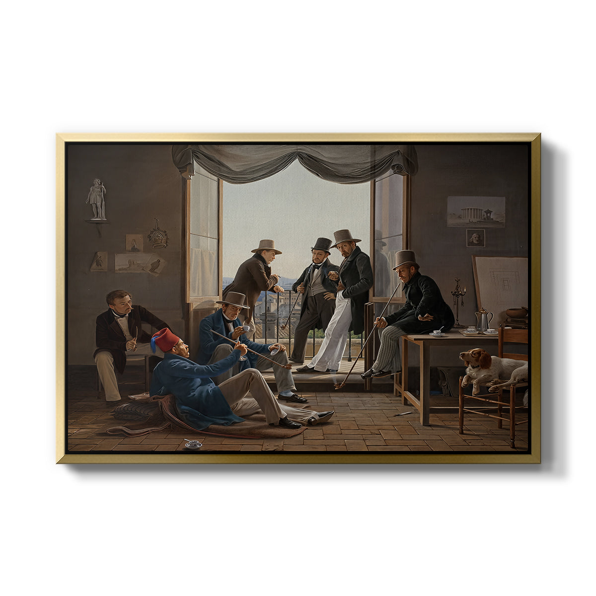 A Group of Danish Artists in Rome, 1837 - Floater Framed Canvas Print